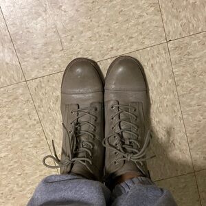 Gray combat boots